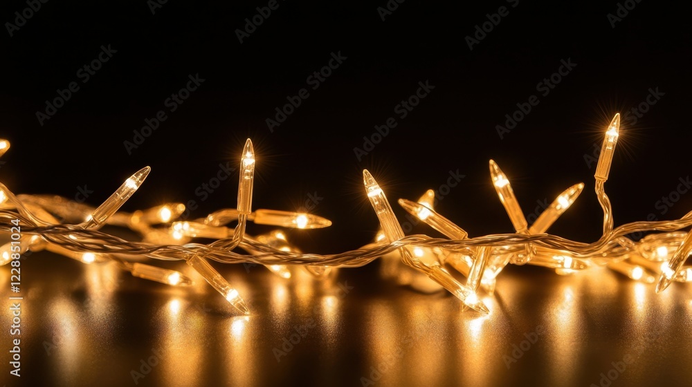 Poster close-up of scattered sharp lights with a sparkling effect, ideal for a clean background with space 