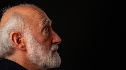 Obraz premium Elderly man with beard portrait studio isolated side view