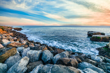 Santa Cruz, California, USA. Beautiful sunset landscape on the Pacific Ocean coast