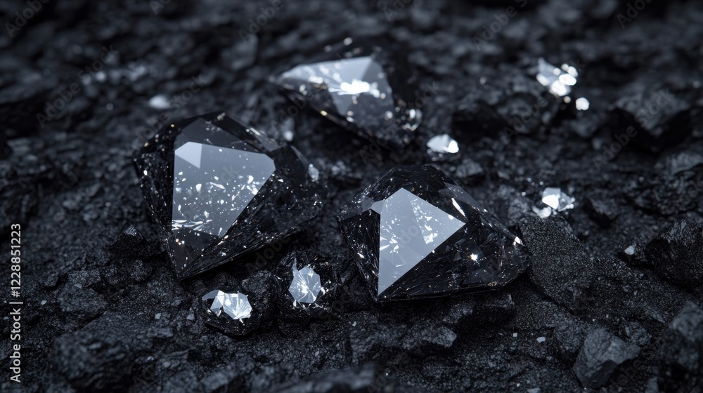 Poster close-up of sharp, scattered gleaming light on a dark gradient background, leaving ample space for g