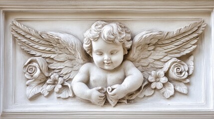 Obraz premium Cupid stucco on white background path