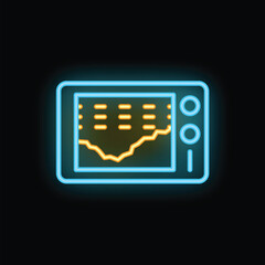 Glowing neon line ultrasound imaging icon isolated on black background, vector illustration