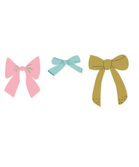 vector bows on a white background, beautiful bows in flat illustration and cartoon style