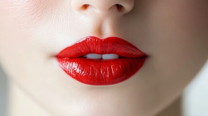 Obraz premium Beautiful red lips isolated on white