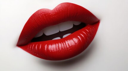Beautiful red lips isolated on white