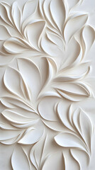 Elegant white floral wall art; textured relief; home decor; interior design