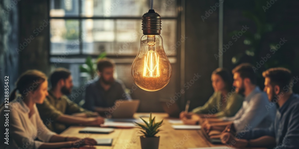 Poster an engaging and productive business meeting takes place in a modern workspace designed for collabora