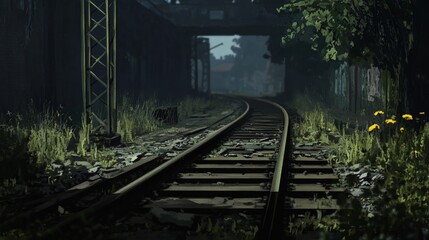 Railroad Tracks and Sleepers. Editable Vector Illustration