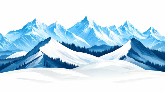 Snowy mountain range landscape; winter scene;  background for website, poster or calendar