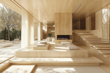 Modern Minimalist Living Room Design With Wooden Accents