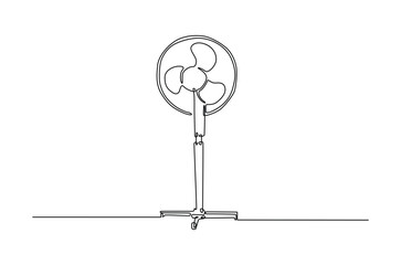 Electric fan in continuous one line drawing. Single line art draw of fan. Editable vector.
