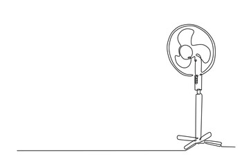 Electric fan in continuous one line drawing. Single line art draw of fan. Editable vector.