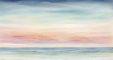 Abstract horizon line with layers of soft, pastel colors rising and falling, creating a soothing breathing rhythm, AI generated