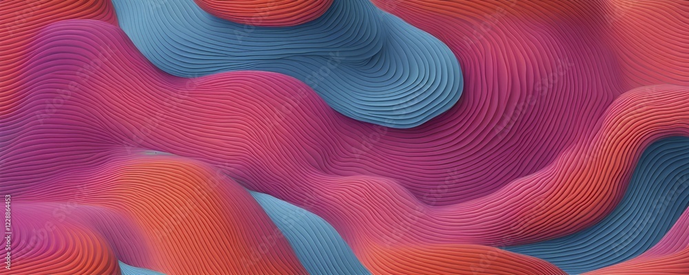Aufkleber seamless abstract pattern of vector fluid curved lines creating a dynamic ripple effect in vibrant c