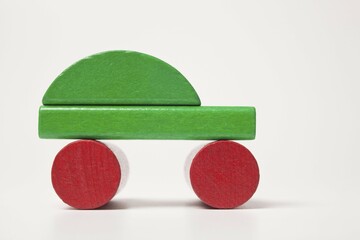 Green car, made of building bricks