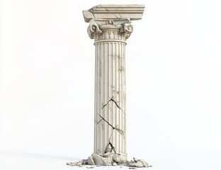 Broken ancient marble column isolated on white. (1)