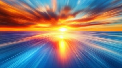 Obraz premium Abstract sunset sky and ocean nature background with blurred panning motion