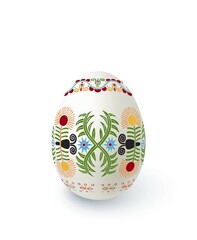 Floral motif painted Easter egg over white background, vector illustration