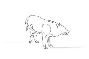 Wild wolf in continuous one line drawing. Single line art draw of Husky. Editable vector.