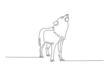 Wild wolf in continuous one line drawing. Single line art draw of Husky. Editable vector.