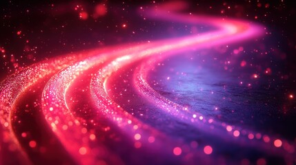 Abstract swirling pink and purple light trails on dark background