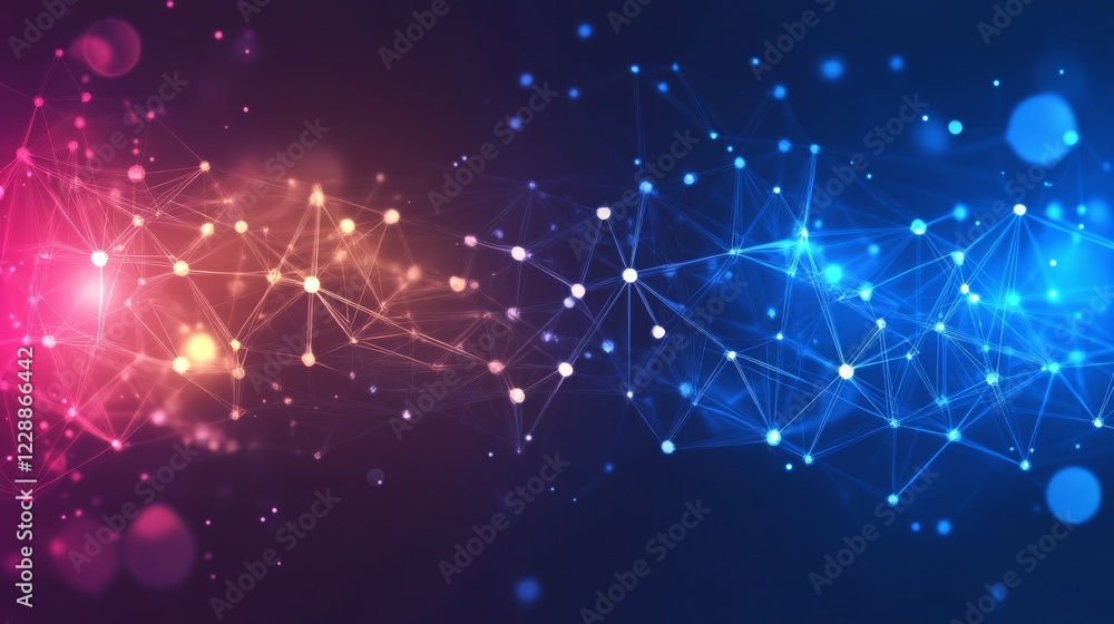 Poster abstract blurred technology background with vibrant defocused lights and futuristic digital elements