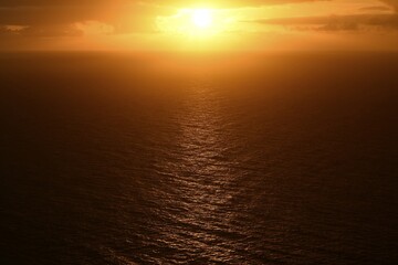 Red sunset over the sea, Atlantic, Tenerife, Canary Islands, Spain, Europe