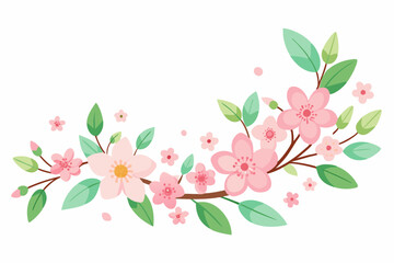 illustration Beautiful Pink Blossoms on a Branch