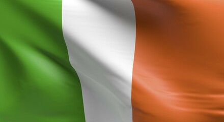 Flag of Ireland using as background, 3d rendering