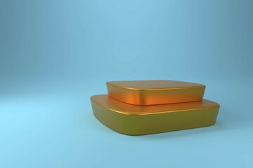 Golden podium on a blue background, 3d rendering