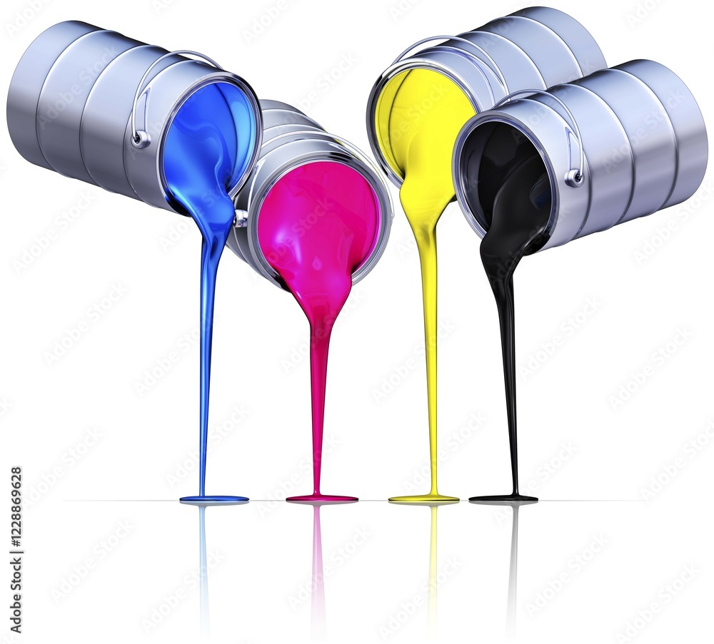 Poster high resolution 3d rendering of a cmyk color concept