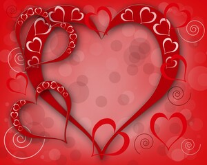 Illustration with hearts, Valentine's Day card