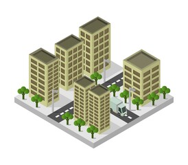 Isometric city icon illustrated in vector on white background
