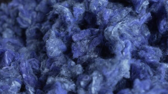 Textile recycling. Textiles are tearing them into a super fine fluffy fibre. Denim Fiber. Circular fashion