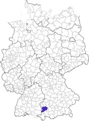 Unterallgäu district, in Bavaria, location of the district within Germany
