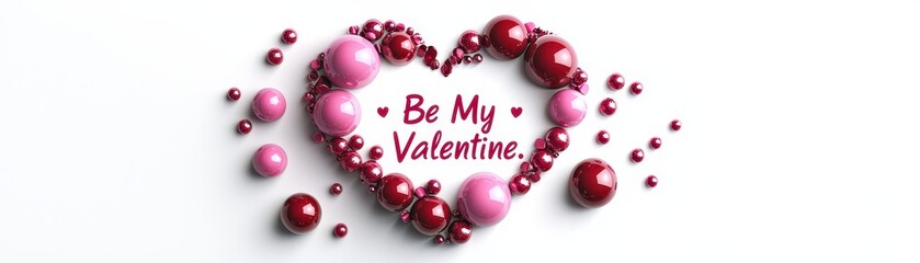 Glossy Pink Heart Arrangement for Valentine's Day with Crafty Elements and Be My Valentine Text