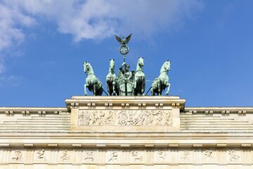 Obraz premium Quadriga on Brandenburg Gate, Berlin, Germany, Europe
