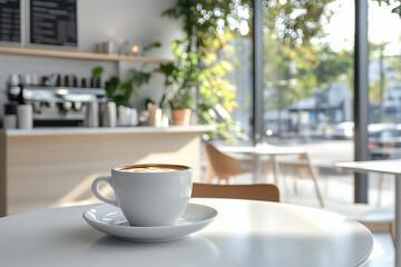 Close-up morning coffee on the table.