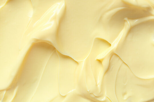 Texture of tasty vanilla pudding as background, closeup