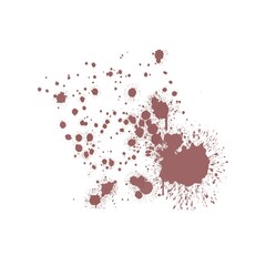 Red blood splatter stain on white background