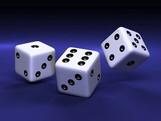 Three falling dice, 3-D illustration