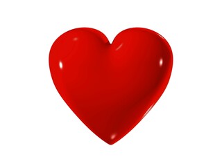 Red glossy heart, 3D illustration