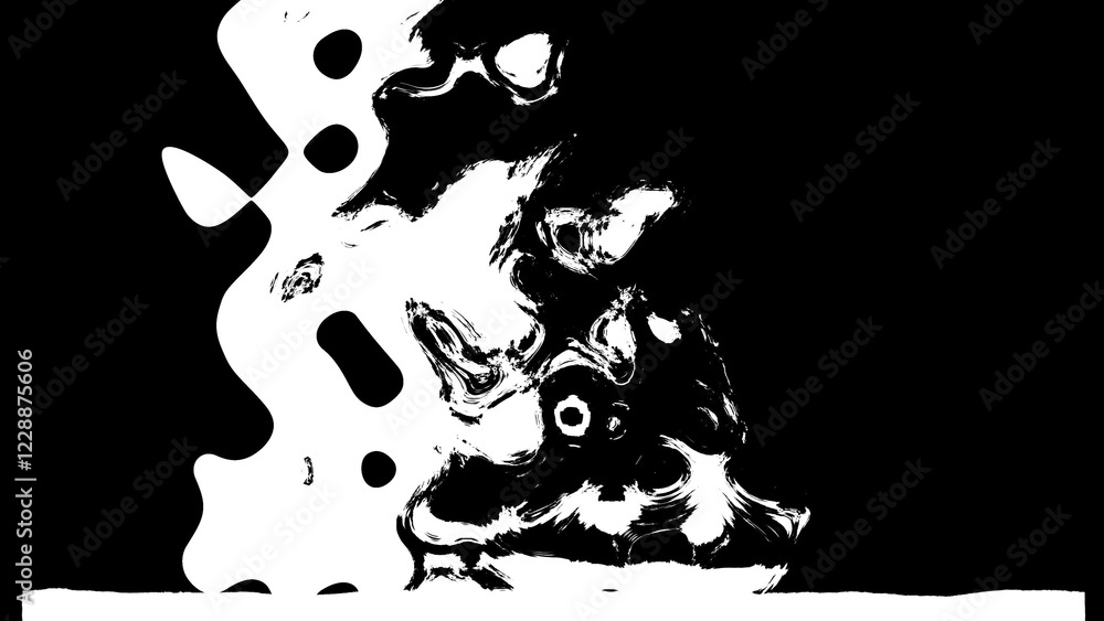 Aufkleber black and white transition, 3d render computer generating background