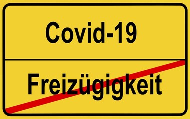 Symbolic image, place name sign, freedom of movement, Coronavirus, Sars-CoV-2, Covid-19, Germany, Europe