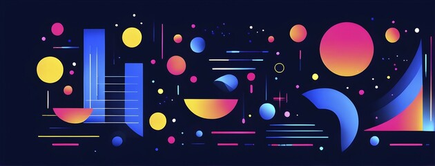 Obraz premium Abstract minimalist illustration theme in vibrant neon color accents symbolizing fun and ease, AI generated