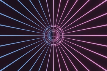 Corridor with blue and pink lighting, 3d rendering