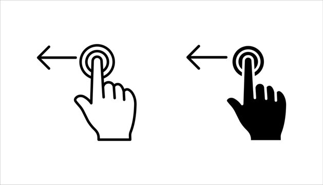Swipe the icon set to the left. drag or scroll to the left side of the black and white signature, which can be edited. suitable for application or web ui design, with a white background.