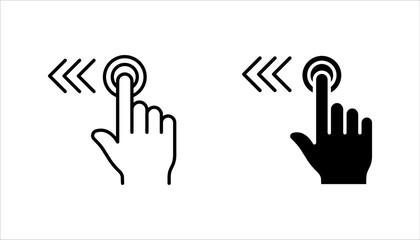 Swipe the icon set to the left. drag or scroll to the left side of the black and white signature, which can be edited. suitable for application or web ui design, with a white background.