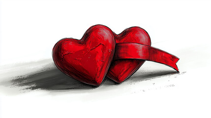 A illustration of two intertwined hearts, symbolizing the powerful connection between love and cancer awareness. The pink ribbon, a universal symbol for breast cancer awareness, intertwines with the p