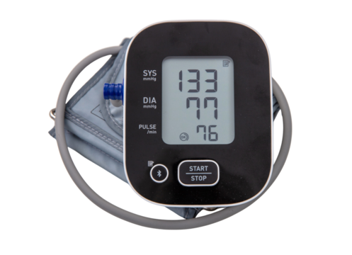 Digital Blood Pressure Monitor isolated on white, transparent